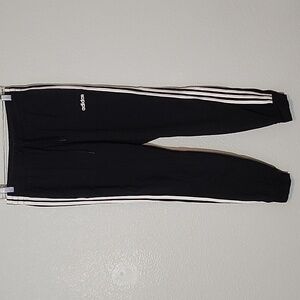 Adidas Joggers Women's Size Medium Black with White Stripes Drawstring W…